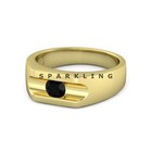 Black Onyx Round Cut With 925 Sterling Silver Gold Plated Ring For Men  d525