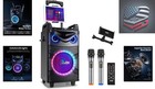 Portable 10  Woofer Karaoke System With Dual Wireless Mics   Disco Lights