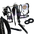 Black Oil Leather English Collar Single Horse Driving Harness Set Cob Full Pony