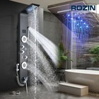 Black Shower Panel Tower System Rain waterfall Massage Body Jets Stainless Steel