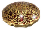 Excl Stratton England Face Powder Compact Mirror Gold Renaissance Enamel New