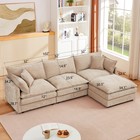 Modular Sectional Sofa 102  L Shaped Couch Set 3-seater Movable Ottoman For Home