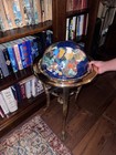 36   Gemstone World Blue Globe Stand  Semi Precious Stones  W compass