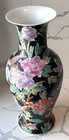 Vintage Large 24  Chinese Porcelain Vase Noir Enamel  Cultural Art Decor Gifts
