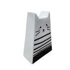 Cat Coin Piggy Bank Whimsical Ceramic Figure White With Black Stripe 7 5  X 5 