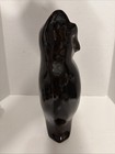 Ceramic Glazed Owl Statue 12    Modern Art Traditional Figurine Brown Speckled