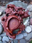 Antique Asian Carving Stash Box Bird Japanese chinese hand Made Vtg Art 8  X 6 5
