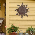 Cast Iron Sun Face Rays Wall Decor Heavy Duty Rustic Antique Brown Patina