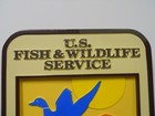 Vintage Us Fish   Wildlife Service Embossed Plastic Sign 1970s Trout duck 18x15