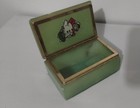 Mid Century - Vintage Green   Alabaster Stone Trinket Jewelry Box 4 5   3   2  A90