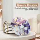 Purple Agate Coasters With Holder Drink Coaster Set Of 6 Modern Marble Coasters