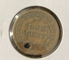 1846 Braided Hair Large Cent Penny 1c United States Coin Holed Good Details