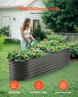 Metal Raised Garden Bed 8x2x2 Ft Outdoor Galvanized Planter Box Dark Gray