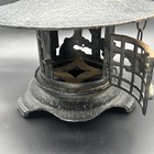 Vtg Cast Iron Japanese Pagoda Lantern Bird Bamboo Bonsai Pattern