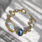 Oscar De La Renta Retro Charm Bracelet With Colored Crystals   Zircon Ot Buckle   