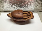Vintage Hand Carved Wooden Boat Nautical Folk  Art Decor 10  X 5 
