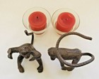 Monkey Brass Candle Holders  Set Of Two Vintage  2981