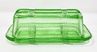Vintage Hazel Atlas Green Depression Glass Butter Dish Holder Criss Cross