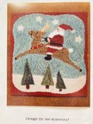 Santa On Reindeer Stone   Thread Punchneedle Embroidery Pattern Fabric