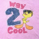 Vintage 90s Tweety Bird Way 2 Cool Pink Graphic T-shirt Looney Tunes Size Small