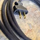 Black   8  Vintage Lamp Cord   Round Cloth Covered Wire W  Black Flat Plug