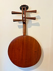 Antique Chinese Ruan Moon Guitar  Wood Yue Qin Gekkin Lute Banjo  Old And Rare