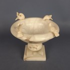 Alabaster Fountain Baptismal Font Stand With Doves Vintage Italy 1960s