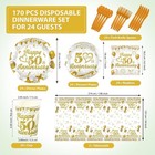 170pcs 50th Wedding Anniversary Decorations Golden 50th Anniversary Party Plates
