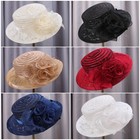 Women s Fascinator Hat Wide Brim Church Bridal Tea Party Wedding Hat Derby Cap