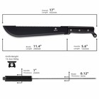 Machete With Saw  17  Full Tang Fixed Blade Hunting Knife With Sheath  Ergono   