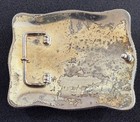 Vintage Textan Moran Mexico Silver Plate Belt Buckle Bucking Bronco Cowboy Read