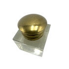 Antique Glass Inkwell Square Hinged Round Brass Lid