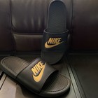 Nike Mens Benassi Jdi Slides Size 13 Black   Metallic Gold  343880-016