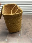 Vintage Woven Wicker Basket W Handles Rectangular Boho Storage Decor