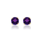 14k Solid Yellow Gold 4mm Amethyst Stud Earrings