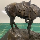 Rare - Cowboy Resting With Horse Bronze Sculpture Signed 14 x6 x9 5