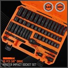 3 8  Drive Impact Socket Set 50-piece Standard Sae And Metric Size 6 Point Cr-v