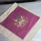 Vtg Completed Needlepoint Petit Point Floral Victorian Burgundy Diamond 18x18 5   