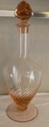 Vintage Murano Pink Rosalin   Amber Glass Decanter Mcm Venetian 12  Swirl Bottle