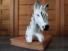 Zebra Figurine Ceramic Hand Painted 5  Tall