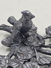 Metzke 1987 Signed Pewter Cardinal Bird Flowers Sculpture Figurine 4 