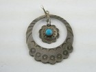 Southwestern Unmarked Sterling Silver Turquoise Dangling Pendant 4 4g 1 5 Inches