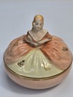 Vintage Taube China Hand Painted Lady Powder Box   Perfume Bottle Vanity Set