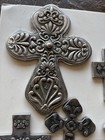 12 Vintage Mexican Folk Art Gothic Milagros Metal Cross Wall Decor Silver  Black
