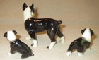 Vintage Porcelain Boston Terrier Figurine Family   Mom And 2 Puppies