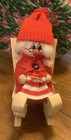 Vtg Tomte Ljungstroms Swedish Wood Gnome Rocking Kniting Christmas Mrs  Claus
