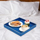 Maoname Decorative Tray Royal Blue Serving Tray Handles Coffee Table Trays