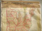 Rare Ca  1903 Scarborough Co Double Sided Roll Up Wall Map Of United States