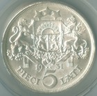 1931 Latvia 5 L   Anacs Ms-63  2228554 