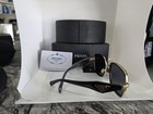 Prada Square Sunglasses Black gold Frame Dark Lenses W  Case Box Card